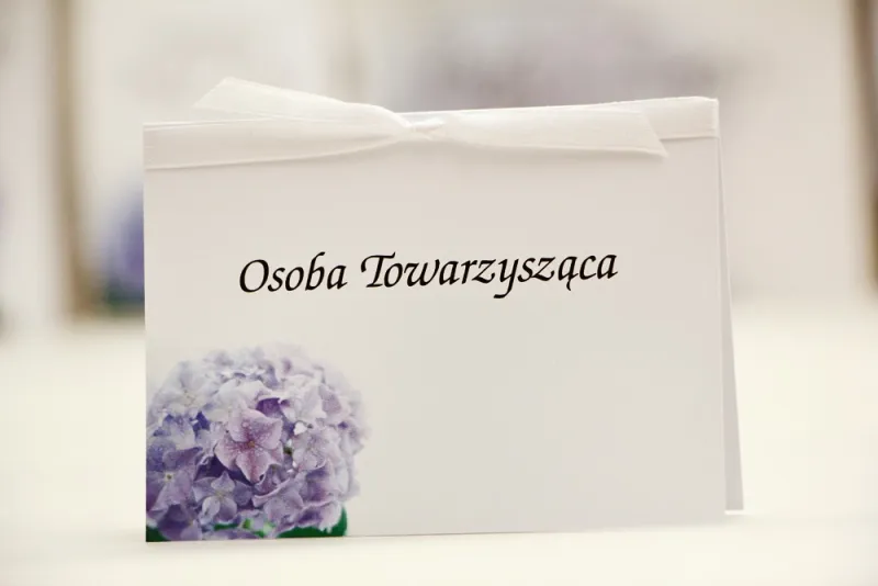 Winietki na stół weselny, ślub - Elegant nr 2 - Liliowe hortensje - kwiatowe dodatki ślubne