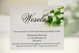 Bilecik do zaproszenia 120 x 98 mm prezenty ślubne wesele - Elegant nr 3 - Białe konwalie