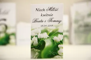 Podziękowania dla Gości weselnych - nasiona Niezapominajki - Elegant nr 3 - Białe konwalie - kwiatowe dodatki ślubne