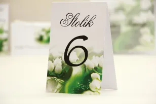 Numery stolików, stół weselny, ślub - Elegant nr 3 - Wiosenne konwalie - dodatki ślubne kwiatowe