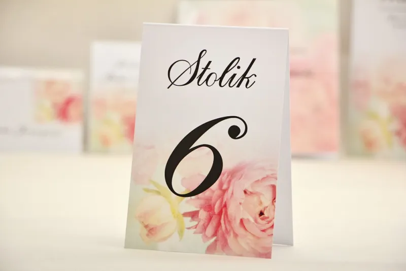 Numery stolików, stół weselny, ślub - Elegant nr 4 - Pudrowe piwonie - kwiatowe dodatki ślubne Numery stolików, stół weselny, ślub - Elegant nr 4 - Pudrowe piwonie - kwiatowe dodatki ślubne