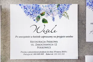 Bilecik do zaproszenia 120 x 98 mm prezenty ślubne wesele - Pistacjowe nr 1 - Błękitna hortensja
