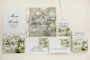 Zaproszenie ślubne z dodatkami - Elegant nr 6 - Białe kwiaty wiśni - Eleganckie kwiatowe z kalką