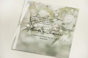 Zaproszenie ślubne, zaproszenia na ślub eleganckie z kalką - Elegant nr 6 - Białe kwiaty wiśni