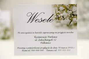 Bilecik do zaproszenia 120 x 98 mm prezenty ślubne wesele - Elegant nr 6 - Białe kwiaty
