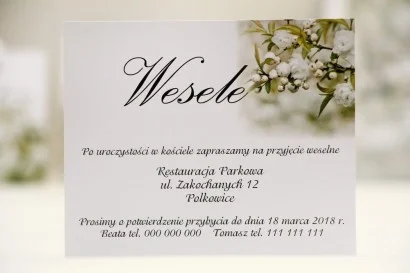 Bilecik do zaproszenia ślubnego - Elegant nr 6 - Białe kwiaty