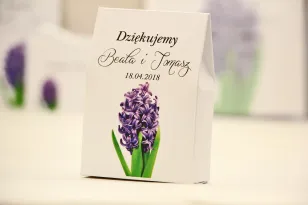 Bonbonschachtel dank Hochzeitsgästen - Elegant Nr. 7 - Lila Hyazinthe - Blumen Hochzeitsaccessoires