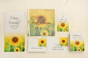 Zaproszenie ślubne z dodatkami - Elegant nr 8 - Letnie żółte słoneczniki - Eleganckie kwiatowe z kalką