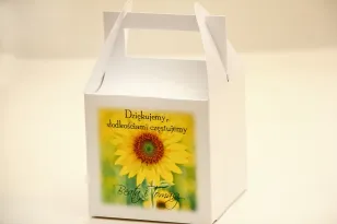 Schachtel für quadratische Torte, Hochzeitstorte - Elegant No. 8 - Sommersonnenblumen - florale Hochzeitsaccessoires