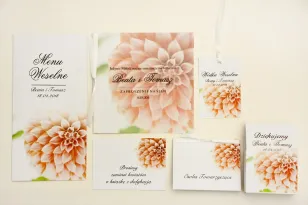 Zaproszenie ślubne z dodatkami - Elegant nr 9 - Łososiowe dalie - Eleganckie kwiatowe z kalką
