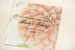 Zaproszenie ślubne, zaproszenia na ślub eleganckie z kalką - Elegant nr 9 - Łososiowe dalie