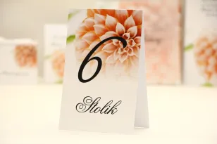 Tischnummern, Hochzeitstisch, Hochzeit - Elegant nr 9 - Lachsdahlien - Blumenaccessoires für die Hochzeit