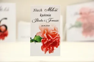 Podziękowania dla Gości weselnych - nasiona Niezapominajki - Elegant nr 10 - Różowy goździk - kwiatowe dodatki ślubne