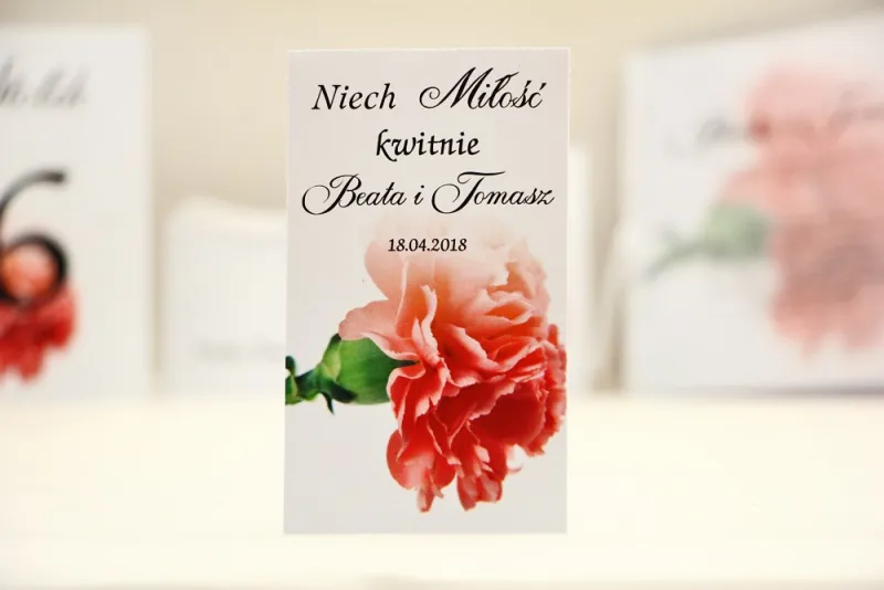 Podziękowania dla Gości weselnych - nasiona Niezapominajki - Elegant nr 10 - Różowy goździk - kwiatowe dodatki ślubne Podziękowania dla Gości weselnych - nasiona Niezapominajki - Elegant nr 10 - Różowy goździk - kwiatowe dodatki ślubne
