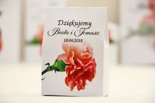 Bonbonschachtel dank Hochzeitsgästen - Elegant Nr. 10 - Rosa Nelke - Blumenschmuck für die Hochzeit
