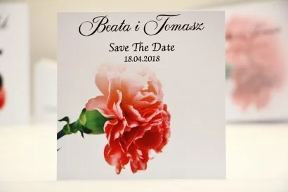 Save The Date do zaproszenia - Elegant nr 10 - Różowy goździk
