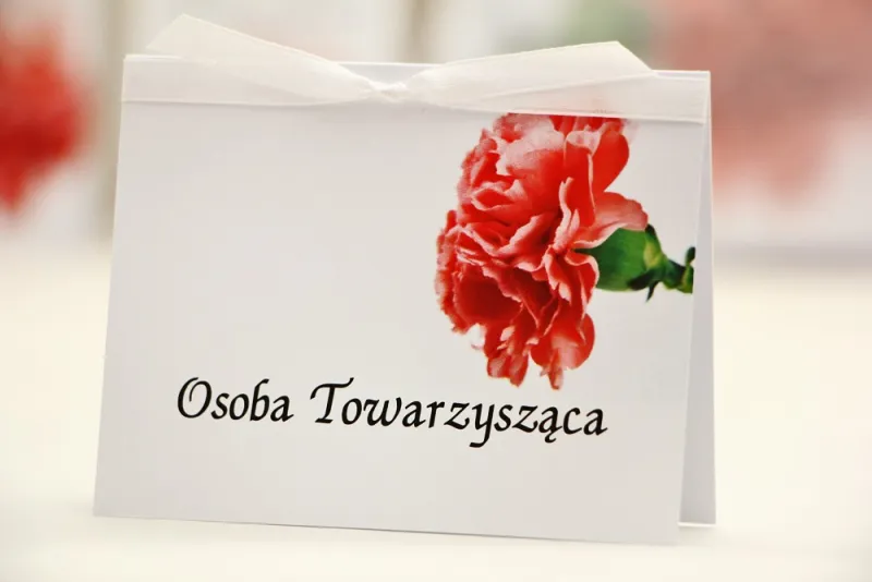 Winietki na stół weselny, ślub - Elegant nr 10 - Różowy goździk - kwiatowe dodatki ślubne Winietki na stół weselny, ślub - Elegant nr 10 - Różowy goździk - kwiatowe dodatki ślubne