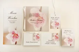 Zaproszenia z Kalką i Kwiatem Wiśni, Subtelne | Nowoczesne Zaproszenia Ślubne z Tasiemką | Elegant nr 12