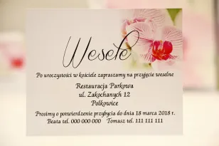 Bilecik do zaproszenia 120 x 98 mm prezenty ślubne wesele - Elegant nr 13 - Różowe orchidee