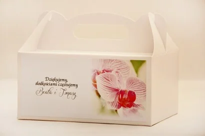 Prostokątne pudełko na ciasto - Elegant nr 13 - Orchidea - dodatki ślubne