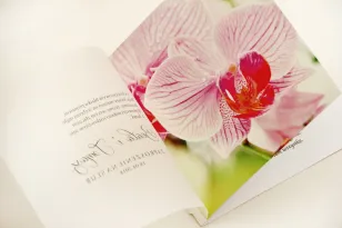 Hochzeitseinladung, elegante Hochzeitseinladungen mit Transparentpapier - Elegant Nr. 13 - Rosa Orchideen