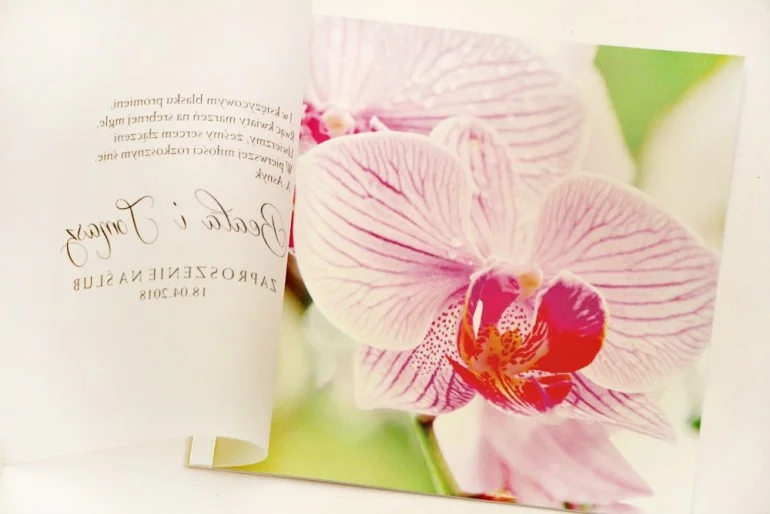 Niepowtarzalne Zaproszenia Weselne z orchideą i Kalką | Zaproszenia na ślub nowoczesne
