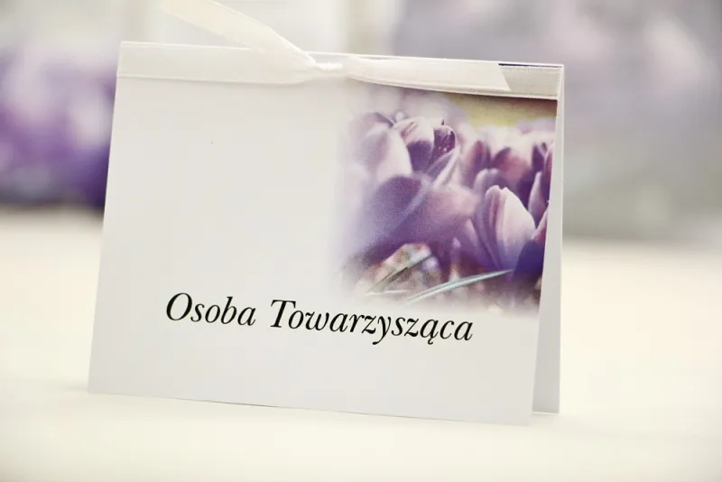 Winietki na stół weselny, ślub - Elegant nr 14 - Fioletowe krokusy - kwiatowe dodatki ślubne Winietki na stół weselny, ślub - Elegant nr 14 - Fioletowe krokusy - kwiatowe dodatki ślubne