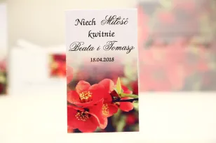 Dank an die Hochzeitsgäste - Vergissmeinnicht Samen - Elegant Nr. 15 - Rote Quittenblüten - florale Hochzeitsaccessoires