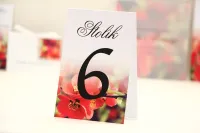 Numerki na Stół Weselny Czerwone Kwiaty | Amelia-Wedding.pl