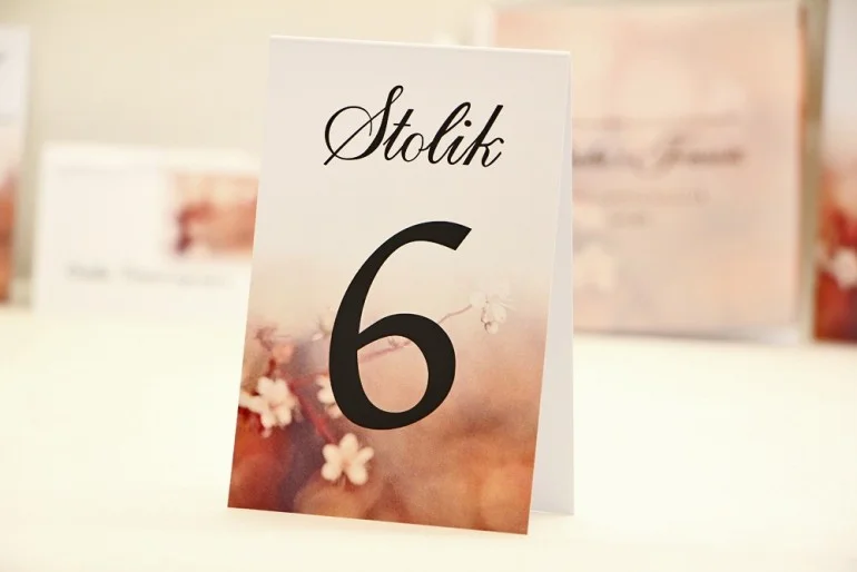 Numery stolików - Elegant nr 16 - Kwiaty wiśni - dodatki ślubne
