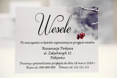 Bilecik do zaproszenia ślubnego - Elegant nr 17 - Zimowe