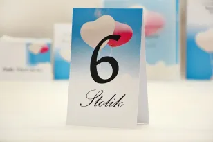 Numery stolików, stół weselny, ślub - Elegant nr 18 - Balony na niebie - dodatki ślubne