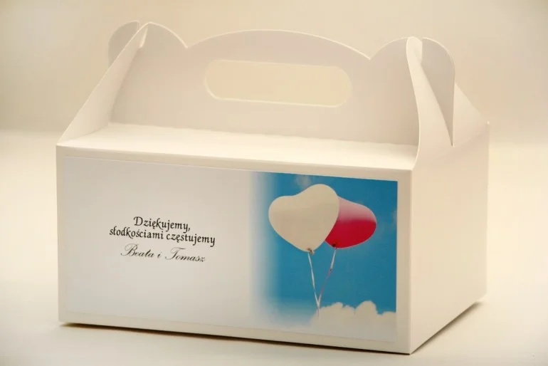 Prostokątne pudełko na ciasto - Elegant nr 18 - Balony - dodatki ślubne