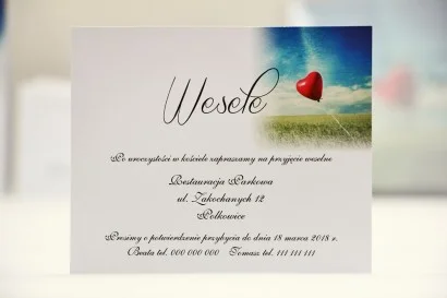 Bilecik do zaproszenia ślubnego - Elegant nr 19 - Czerwony balonik