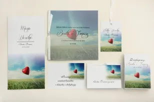Hochzeitseinladung mit Accessoires - Elegant Nr. 19 - Luftballon - Elegant mit Transparentpapier