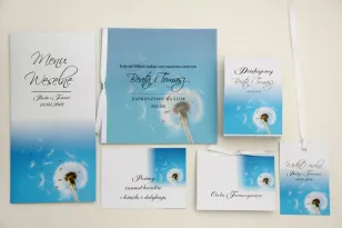 Zaproszenie ślubne z dodatkami - Elegant nr 20 - Dmuchawiec - Eleganckie kwiatowe z kalką