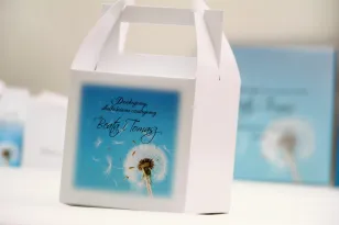 Schachtel für quadratische Torte, Hochzeitstorte - Elegant nr 20 - Löwenzahn - florale Hochzeitsaccessoires