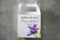 Pudełka na ciasto weselne z lawendą | Zamów z personalizacją
