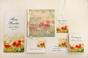 Zaproszenie ślubne z dodatkami - Elegant nr 21 - Polne maki - Eleganckie kwiatowe z kalką
