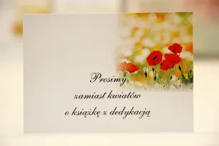 Bilecik do zaproszenia 120 x 98 mm prezenty ślubne wesele - Elegant nr 21 - Polne maki