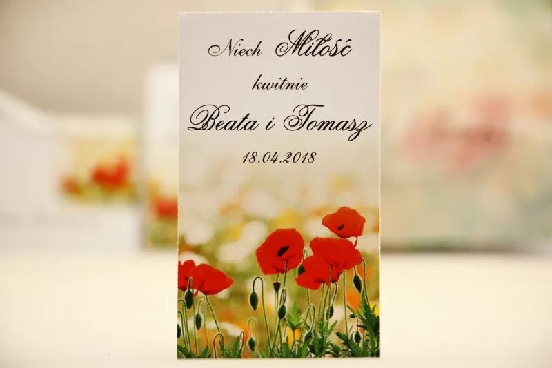 Podziękowania dla Gości weselnych - nasiona Niezapominajki - Elegant nr 21 - Polne maki - kwiatowe dodatki ślubne