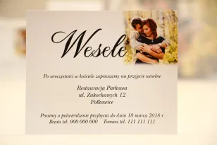 Bilecik do zaproszenia 120 x 98 mm prezenty ślubne wesele - Elegant nr 22 - Ze zdjęciem