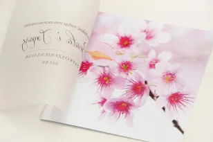Zaproszenie ślubne, zaproszenia na ślub eleganckie z kalką - Elegant nr 23 - Kwiaty wiśni