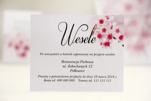 Bilecik do zaproszenia 120 x 98 mm prezenty ślubne wesele - Elegant nr 23 - Kwiaty wiśni