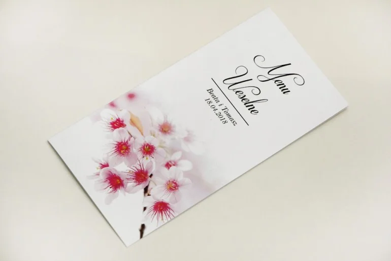 Menu weselne - Elegant nr 23 - Kwiaty wiśni - dodatki ślubne