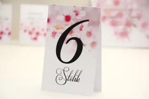 Numery stolików, stół weselny, ślub - Elegant nr 23 - Kwiaty wiśni - dodatki ślubne kwiatowe