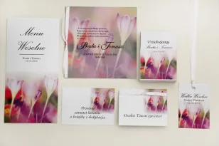 Zaproszenie ślubne z dodatkami - Elegant nr 24 - wiosenne krokusy - Eleganckie kwiatowe z kalką