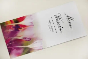 Menu weselne, stół weselny - Elegant nr 24 - Wiosenne krokusy - Eleganckie kwiatowe wzory - dodatki ślubne