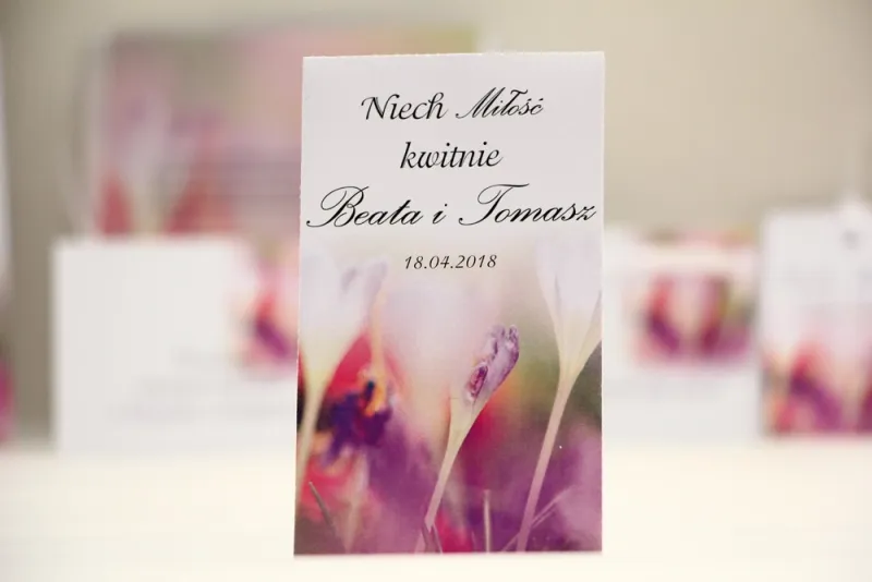 Podziękowania dla Gości weselnych - nasiona Niezapominajki - Elegant nr 24 - Krokusy - kwiatowe dodatki ślubne