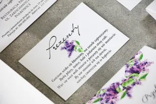 Einladungskarte 105 x 74 mm Hochzeitsgeschenke - Pistazie Nr. 2 - Ein Zweig von intensivem lila Flieder